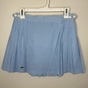 VINTAGE LACOSTE | Blue striped pleated wrap tennis / golf skirt